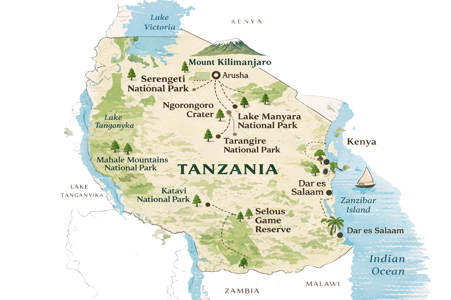 Safari Loop Tanzania Map